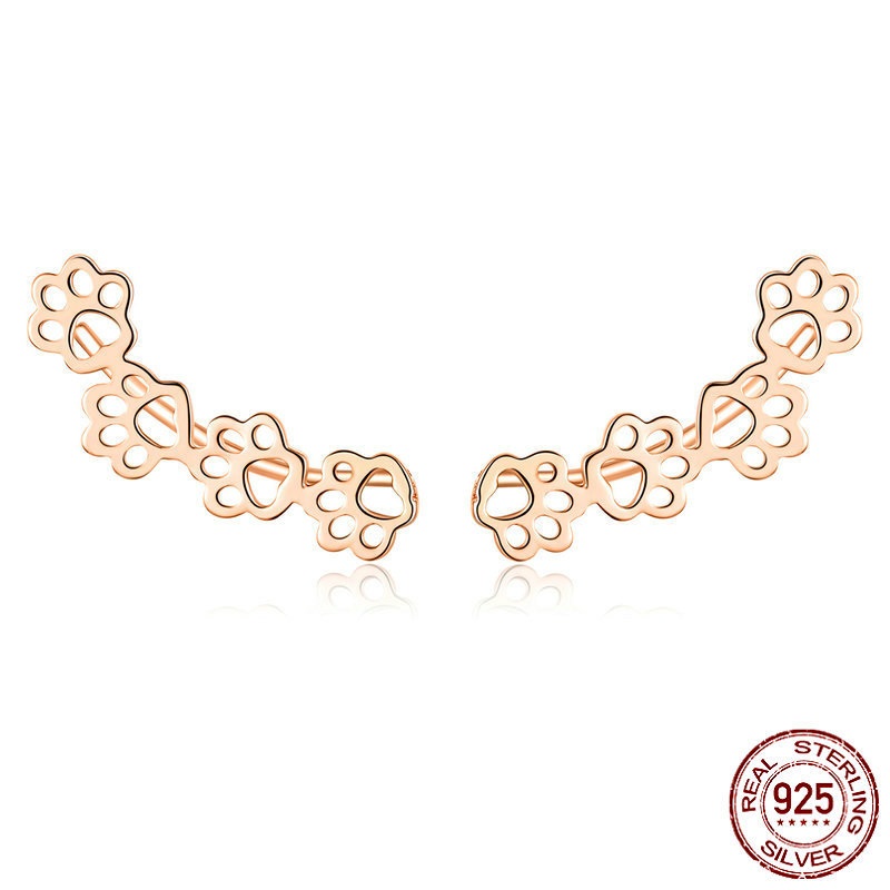 Sterling Silver Paw Print Earrings - Pet Lover Jewelry