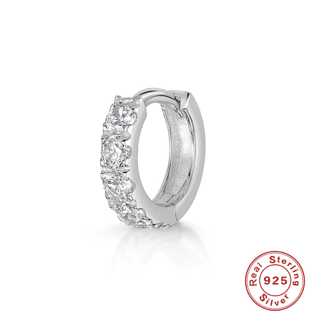 Sterling Silver Cartilage Piercing Zircon with Diamond Earrings