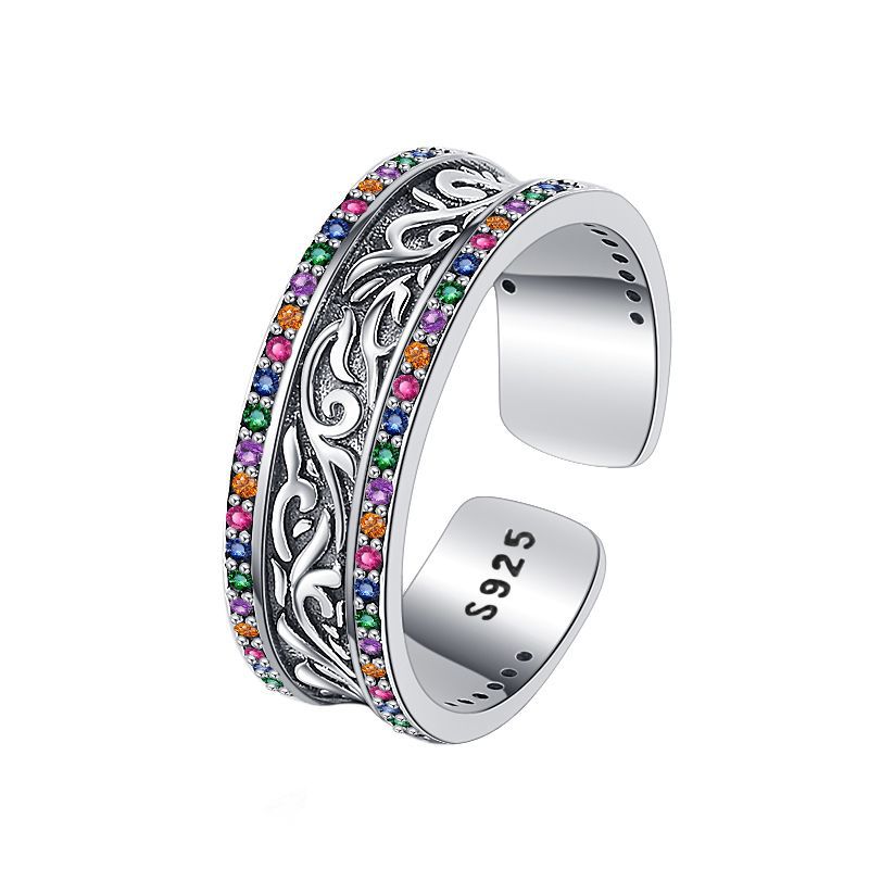 Retro Floral Vine Ring in Sterling Silver