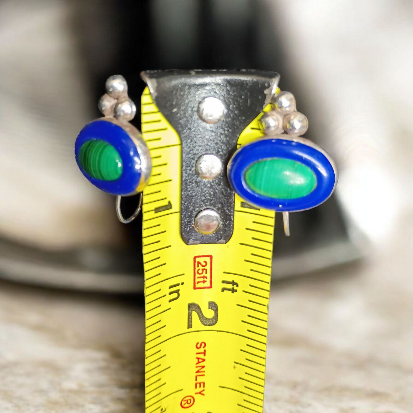 Vintage Malachite & Lapis earrings