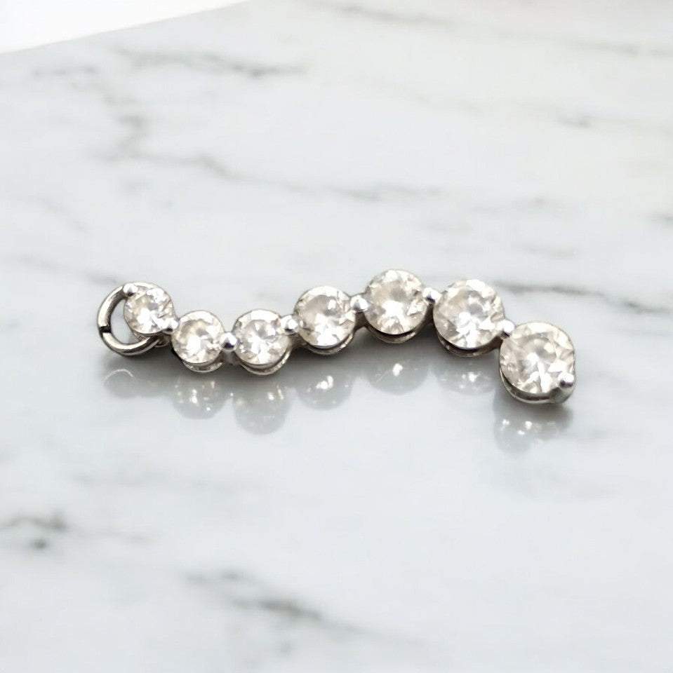 Sterling Silver 7 Tier Drop Sparkly Cubic Zirconia Pendant