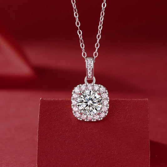 Diamond necklace on a red background
