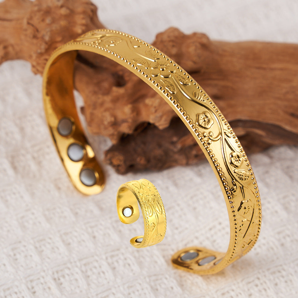 Magnetic Energy Jewelry Set | Retro Copper Bracelet & Ring Collection