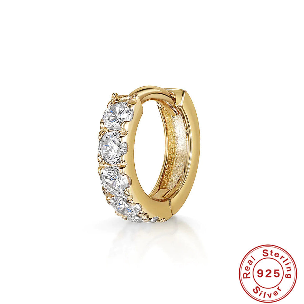 Sterling Silver Cartilage Piercing Zircon with Diamond Earrings