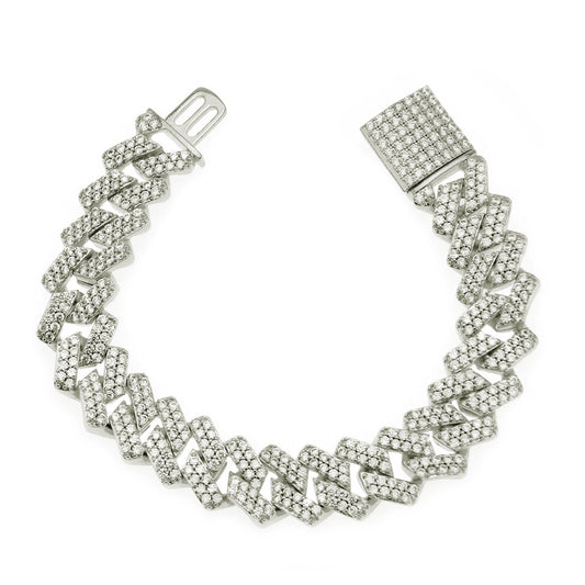 Silver bracelet with a clasp on a white background