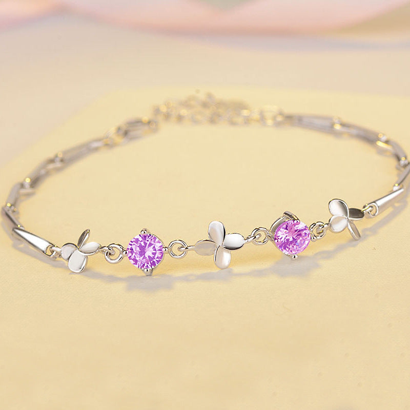 S925 Sterling Silver Lucky Clover Bracelet