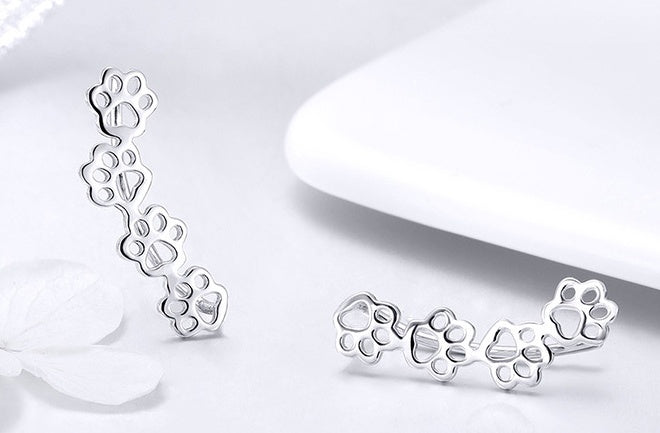 Sterling Silver Paw Print Earrings - Pet Lover Jewelry
