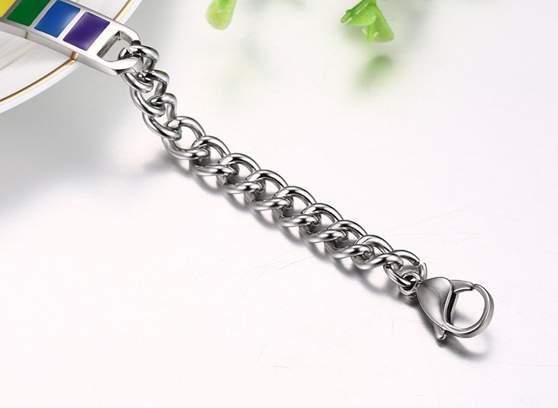 Silver chain bracelet on a white background