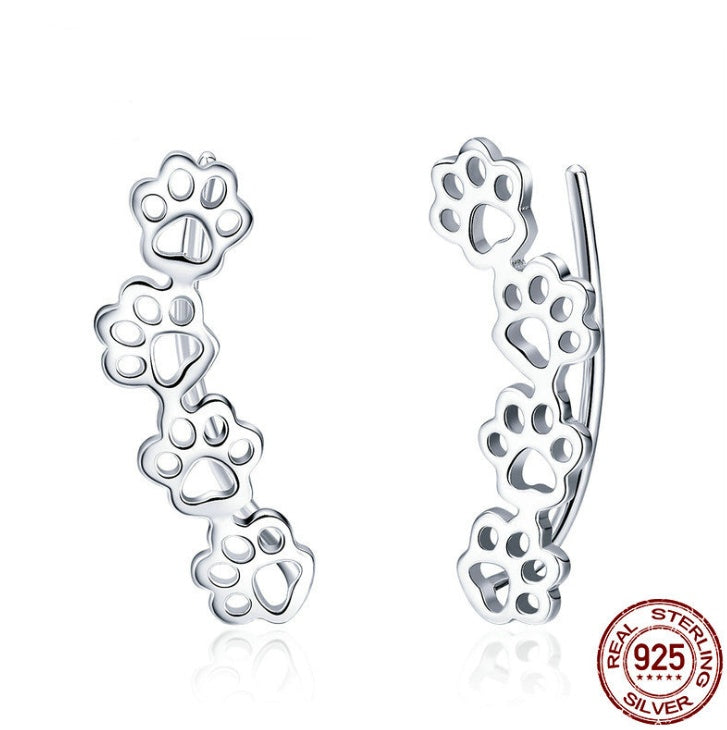 Sterling Silver Paw Print Earrings - Pet Lover Jewelry