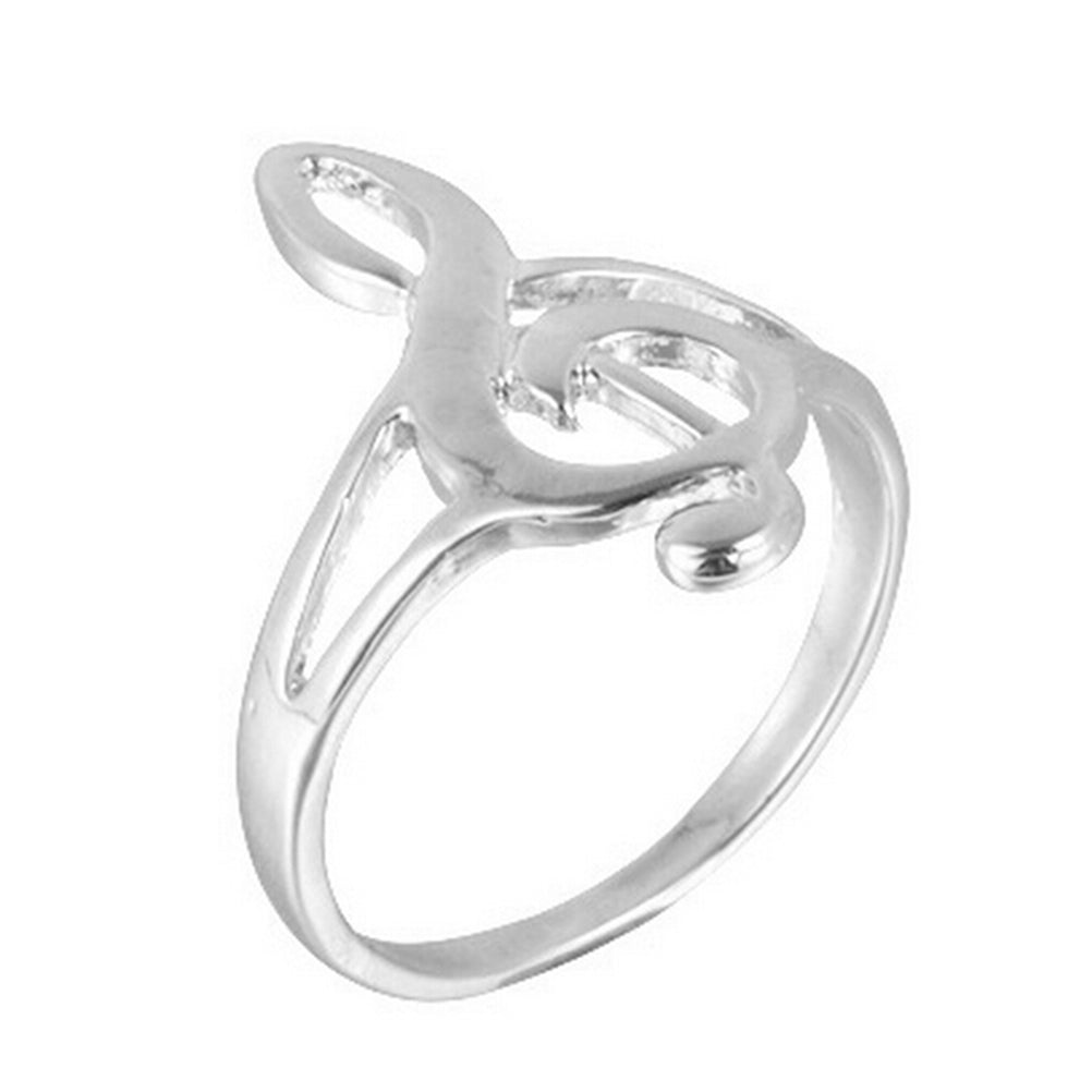 Silver ring with a unique design on a white background