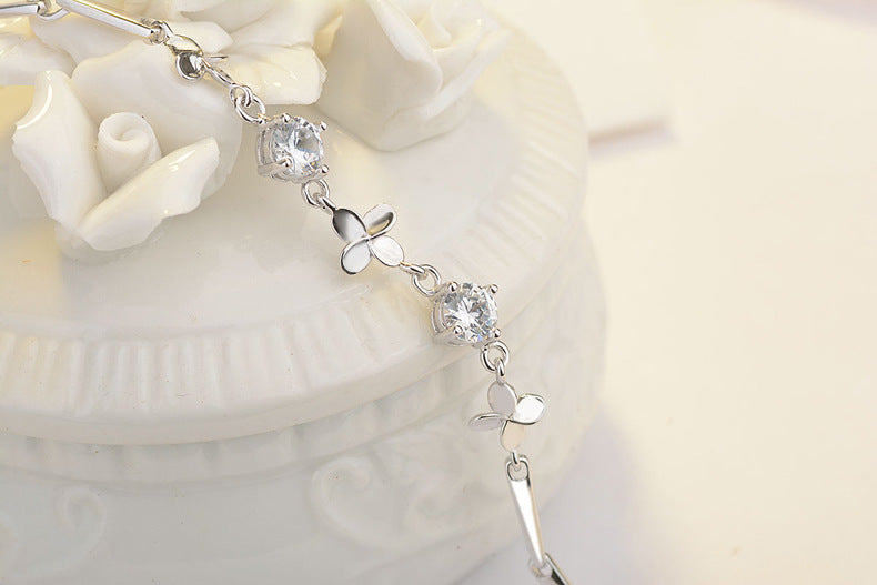 S925 Sterling Silver Lucky Clover Bracelet