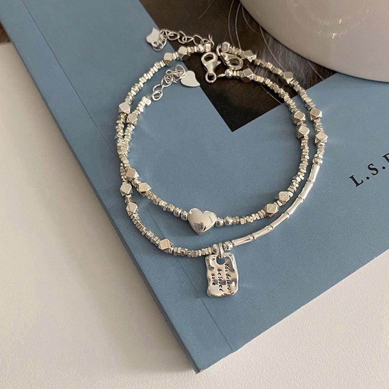 S925 Sterling Silver Love Square Bracelet