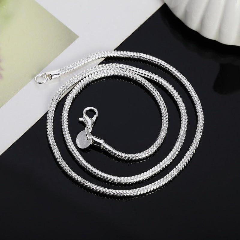 925 Sterling Silver Solid Snake Chain Necklace - Classic Layering Chain