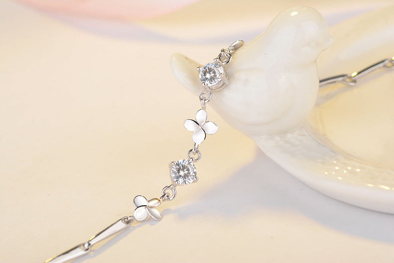 S925 Sterling Silver Lucky Clover Bracelet