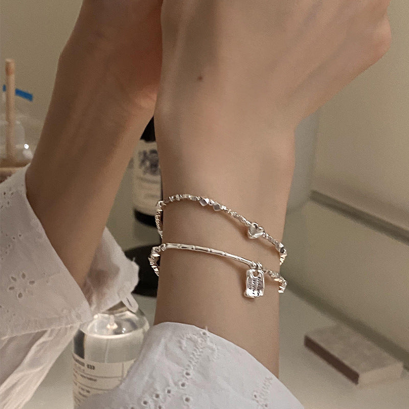 S925 Sterling Silver Love Square Bracelet