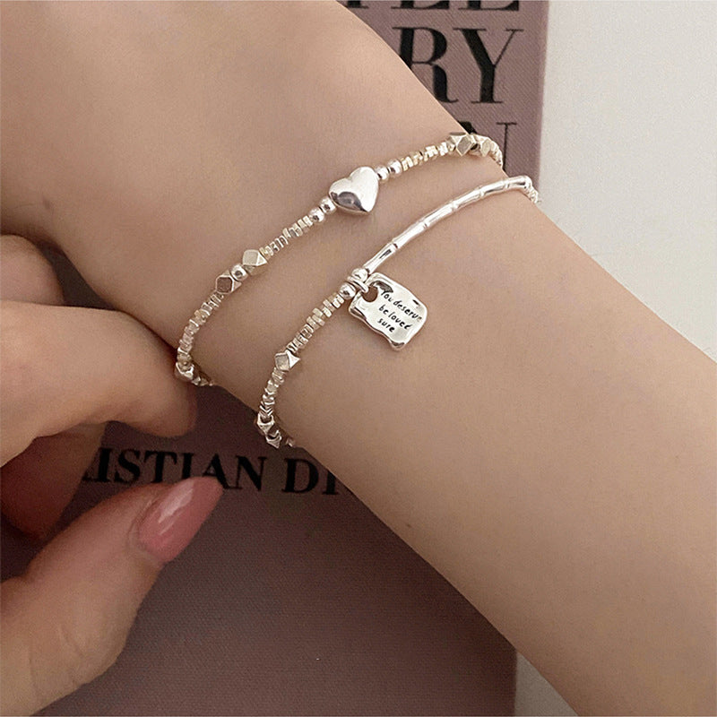 S925 Sterling Silver Love Square Bracelet