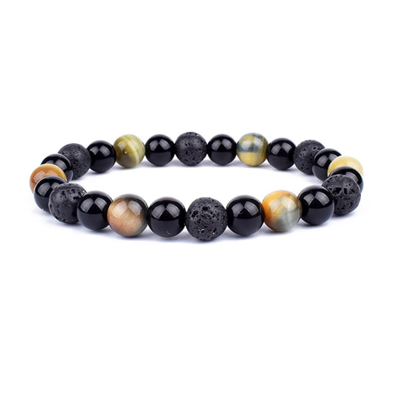 Multicolored beaded bracelet on a white background