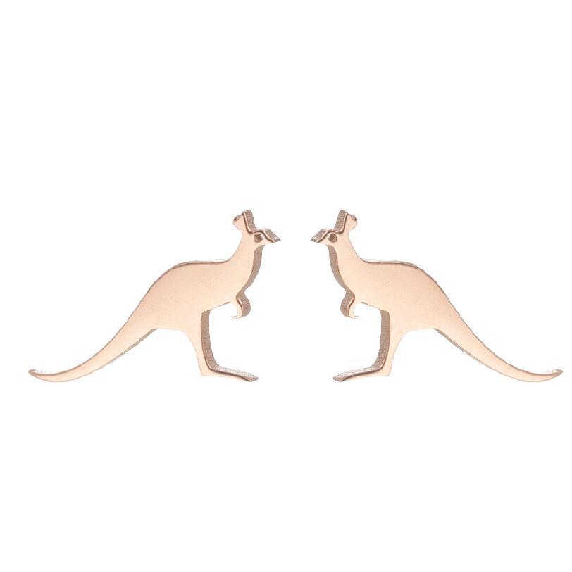 Pair of kangaroo-shaped earrings on a white background