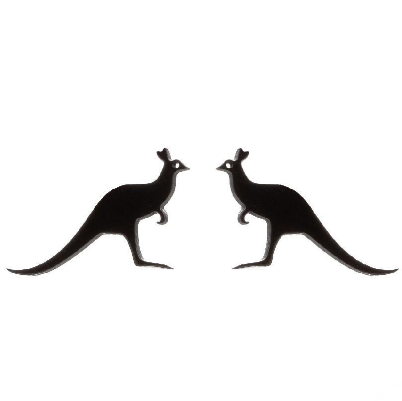 Black silhouette of two kangaroos on a white background