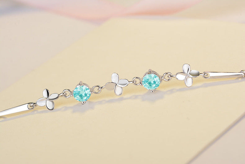 S925 Sterling Silver Lucky Clover Bracelet