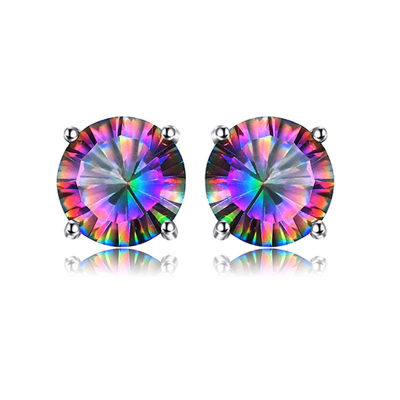 Silver Rainbow Stone Jewelry Set