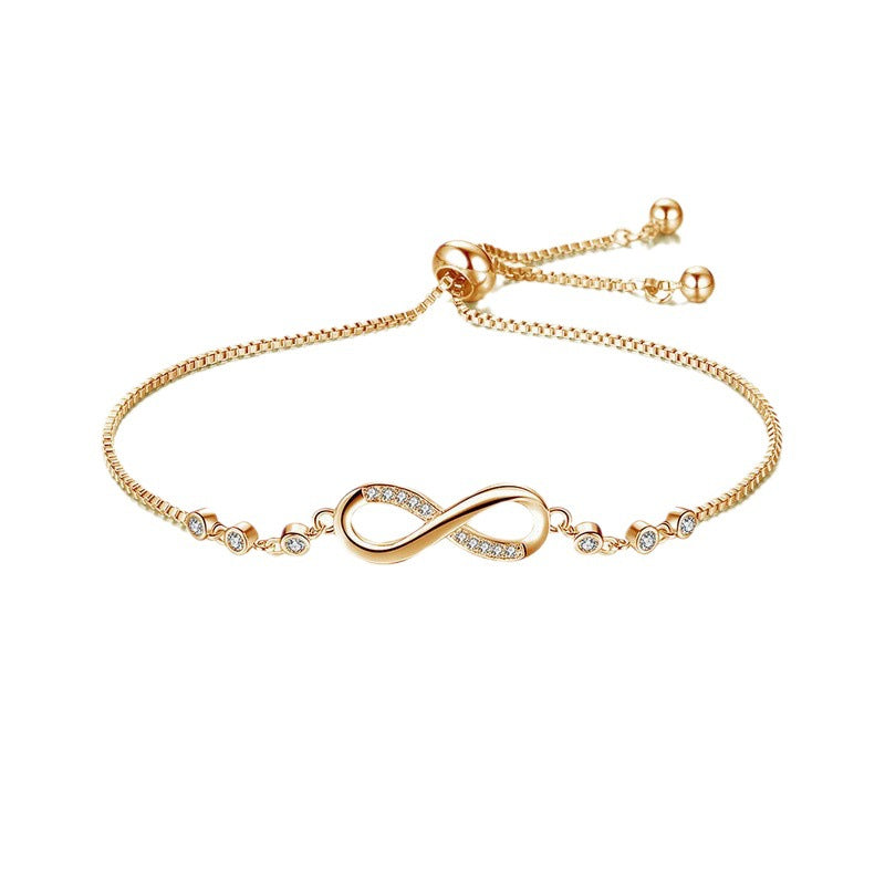 S925 Sterling Silver Infinity Loop Diamond Bracelet