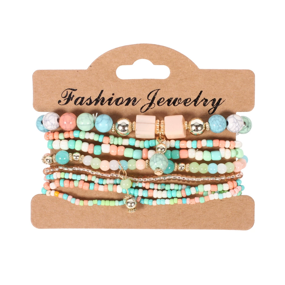 Set of beaded bracelets on a 'Fashion Jewelry' card