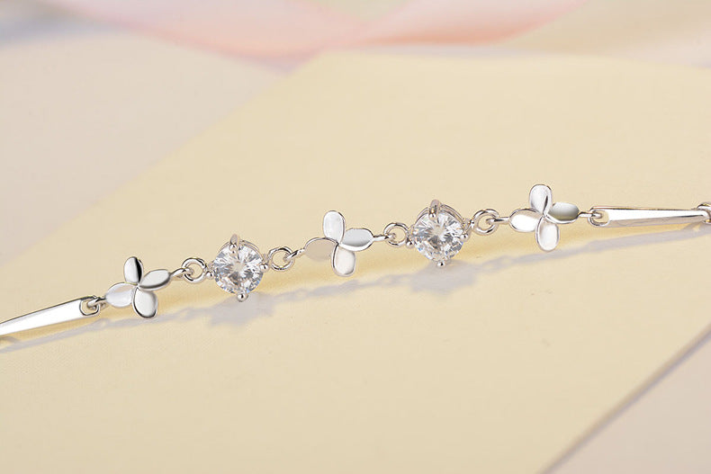 S925 Sterling Silver Lucky Clover Bracelet