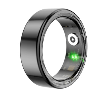 Smart ring with electronic components on a white background