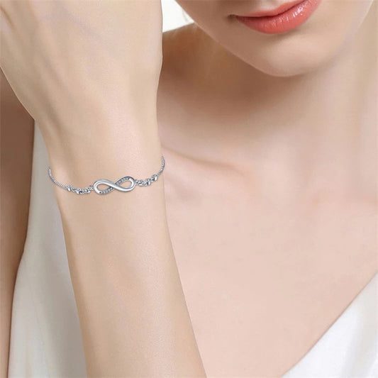 S925 Sterling Silver Infinity Loop Diamond Bracelet