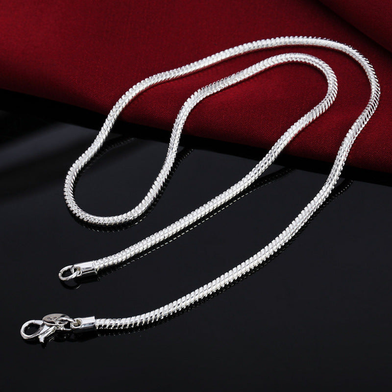 925 Sterling Silver Solid Snake Chain Necklace - Classic Layering Chain