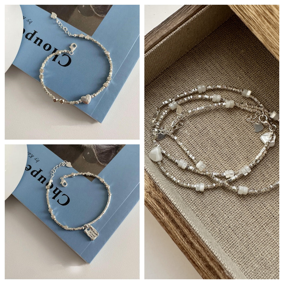 S925 Sterling Silver Love Square Bracelet