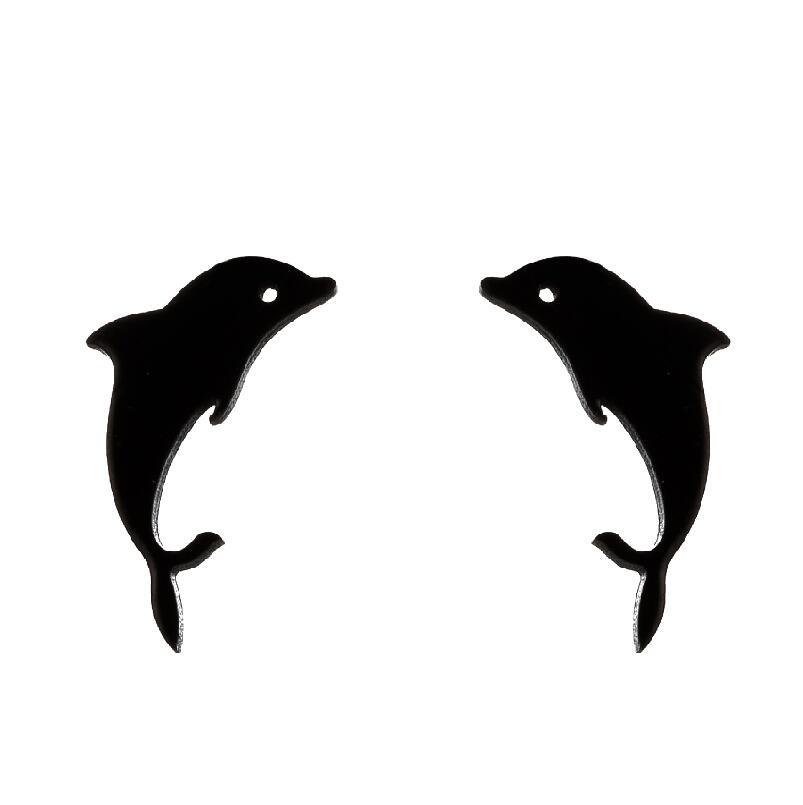 Black silhouette of two dolphins on a white background