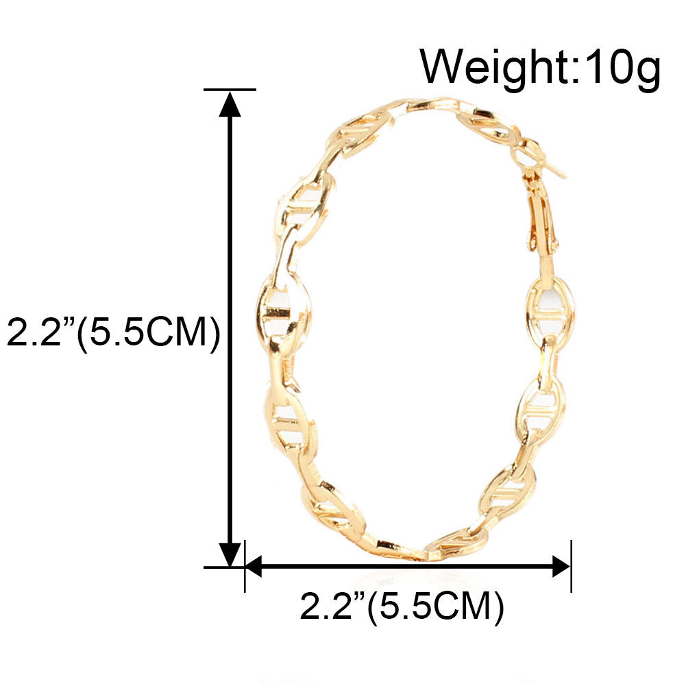 Gold bracelet with measurements and weight displayed on a white background