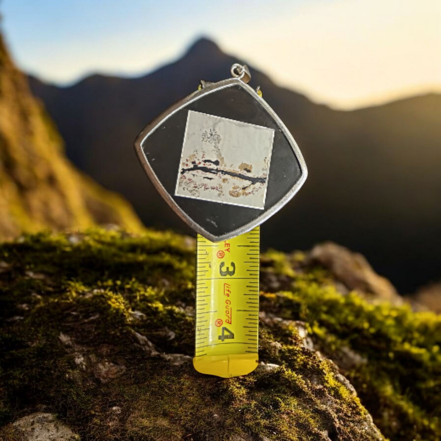 Whitney Kelly sterling silver Malamute and landscape jasper pendant