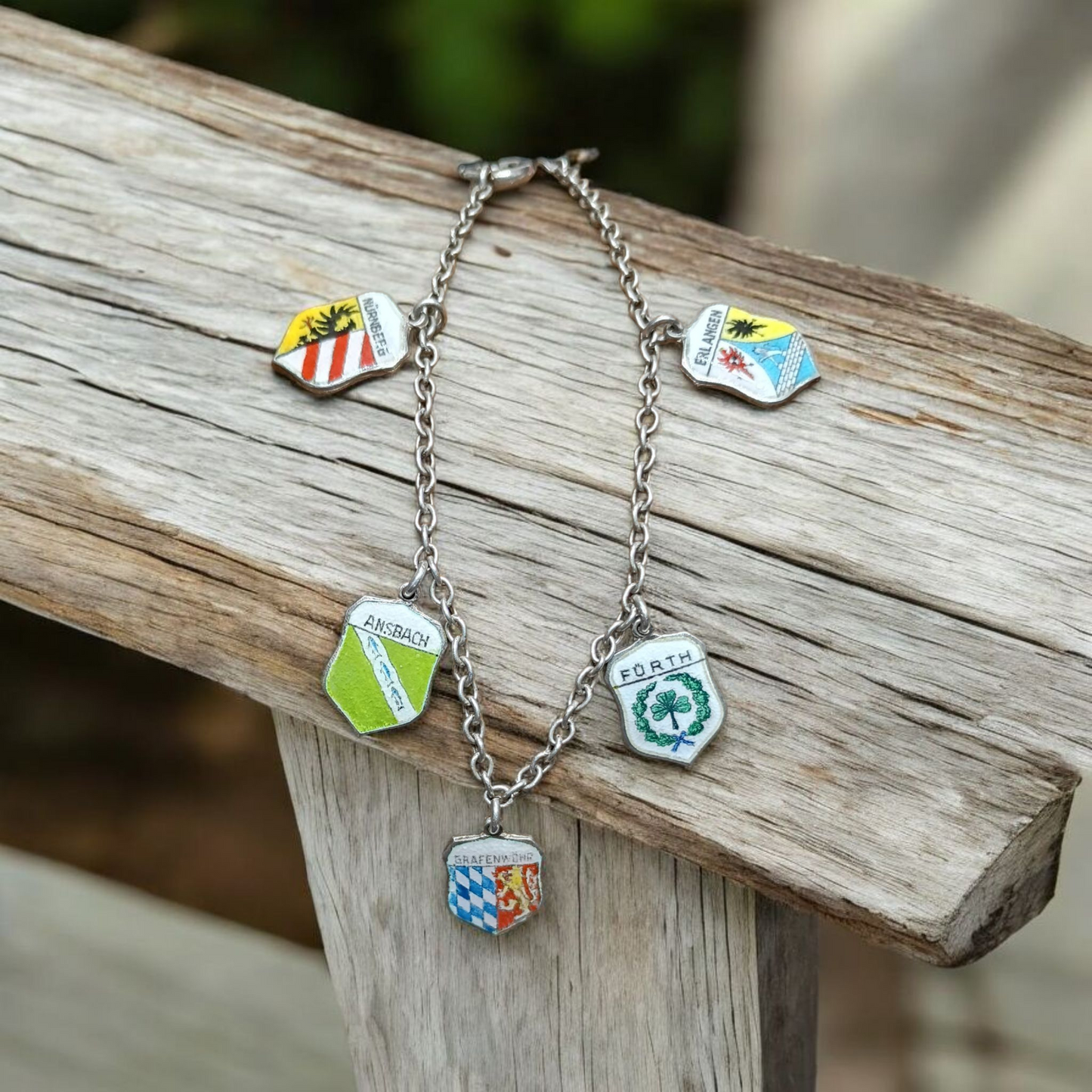 Vintage Enamel European Charm Bracelet