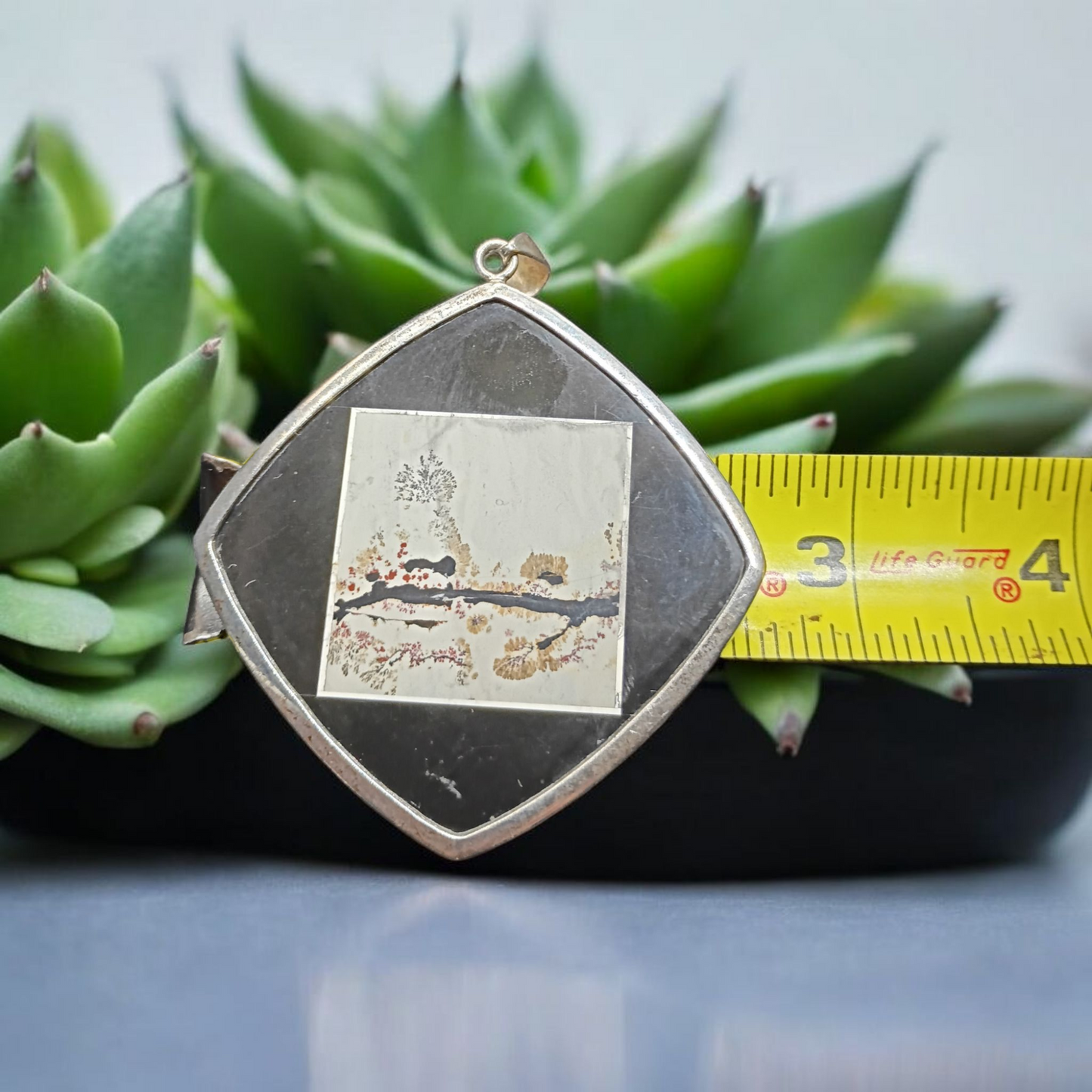 Whitney Kelly sterling silver Malamute and landscape jasper pendant