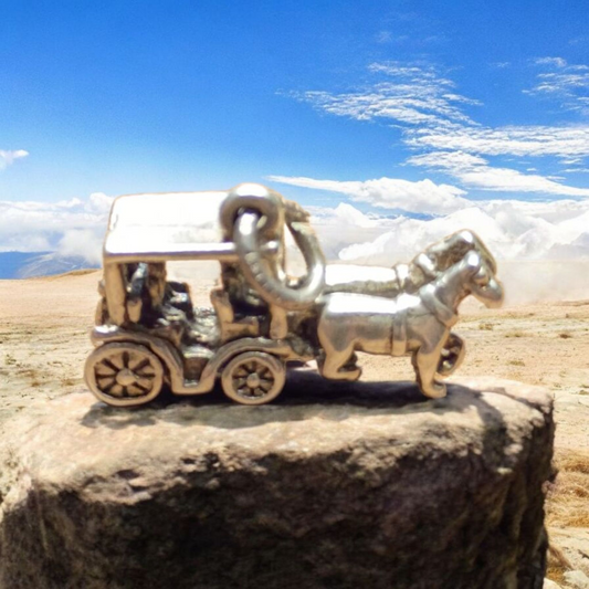 3D Silver Horse Amish Carriage Wagon charm