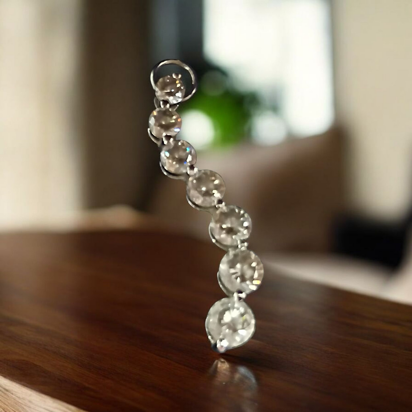 Sterling Silver 7 tier drop sparkly cubic zirconia pendant