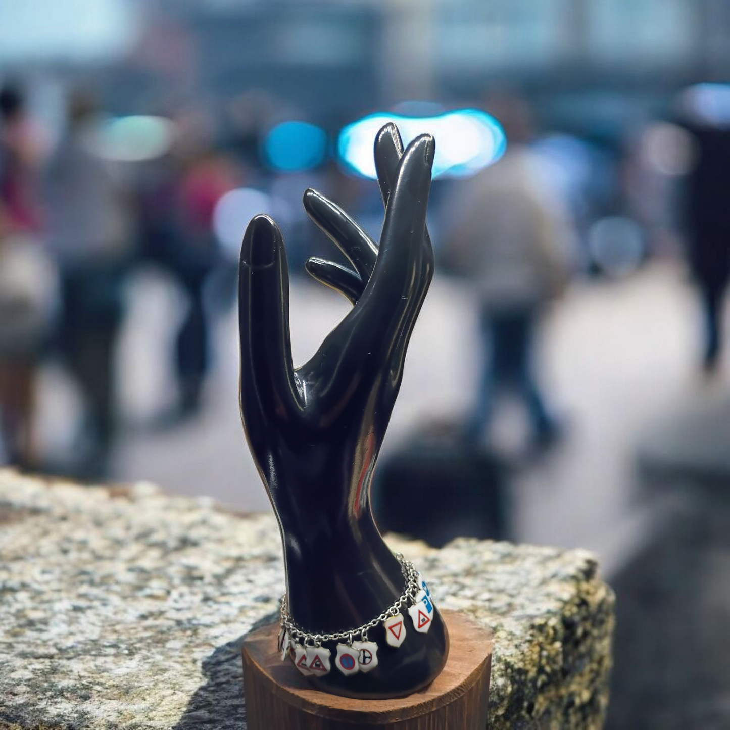 Vintage European Traffic Sign Shields Charm Bracelet