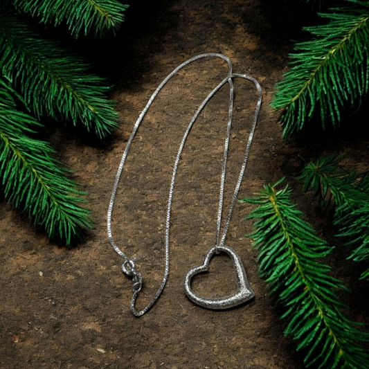 Stardust textured dimensional Floating HEART PENDANT Necklace