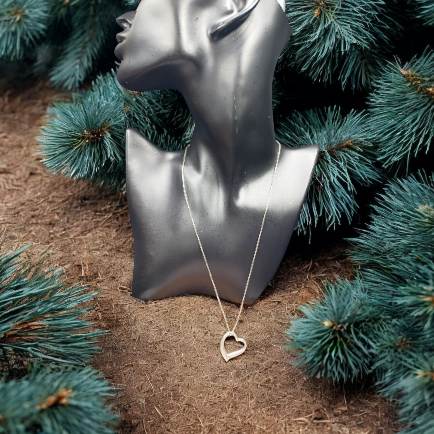 Stardust textured dimensional Floating HEART PENDANT Necklace