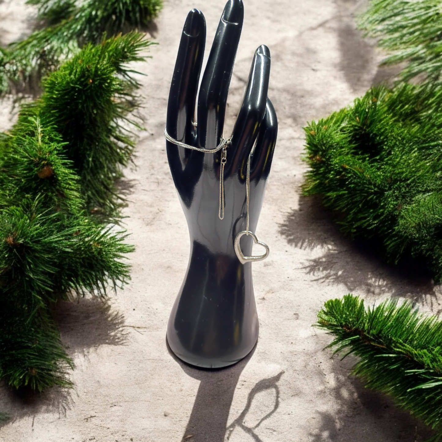 Stardust textured dimensional Floating HEART PENDANT Necklace