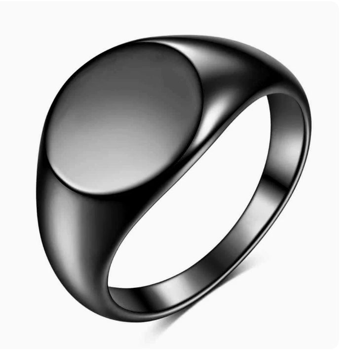 Silver ring with a flat top on a white background