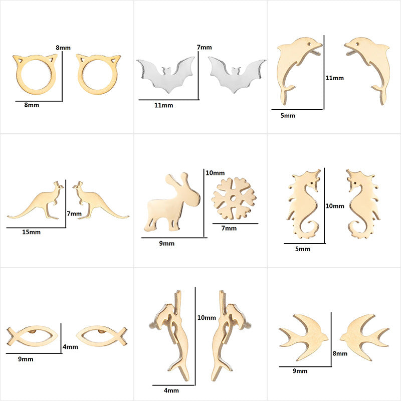 Set of animal-shaped wooden cutouts with measurements on a white background