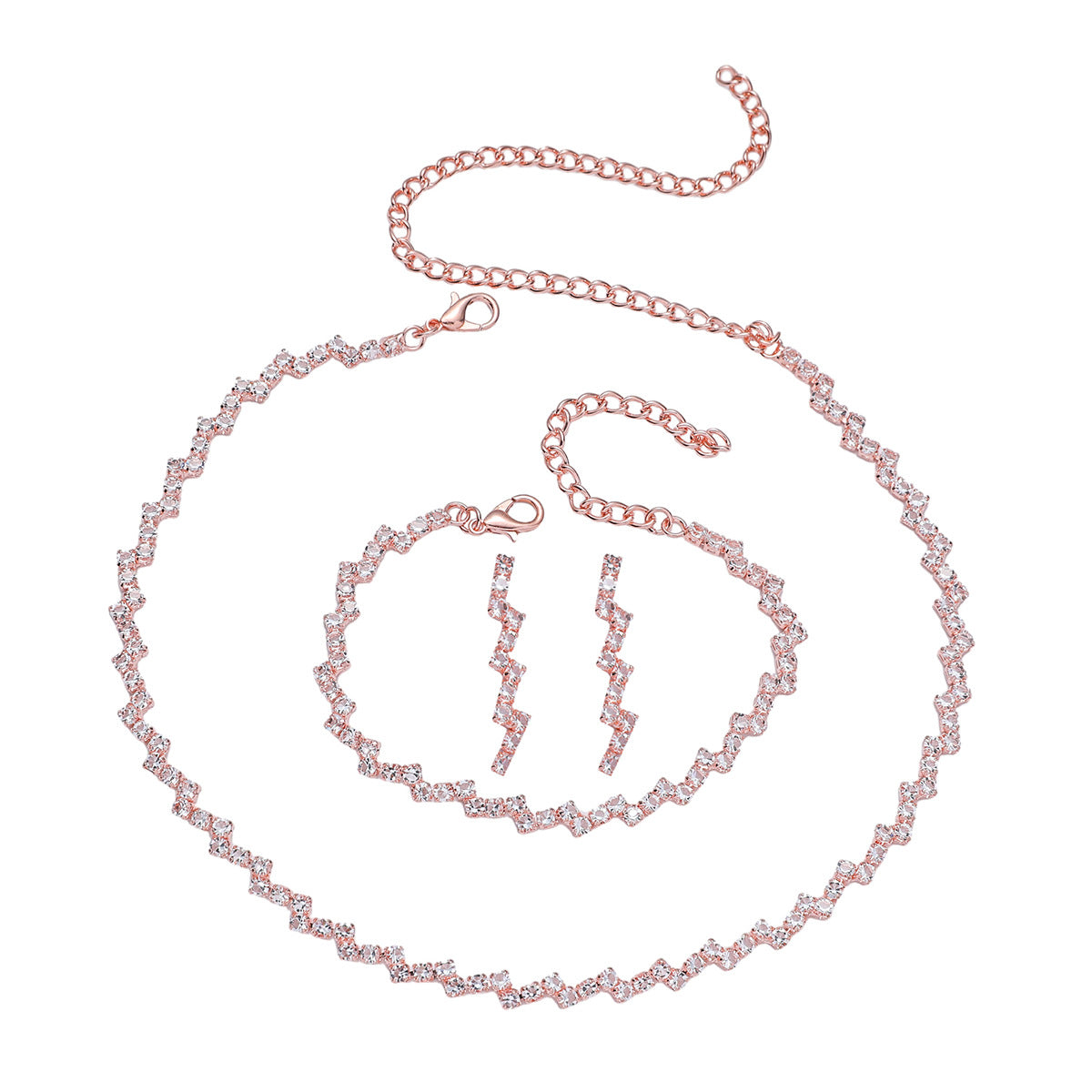 Rose gold necklace on a white background
