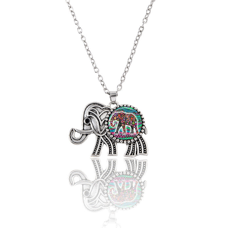 Necklace with an elephant pendant on a white background