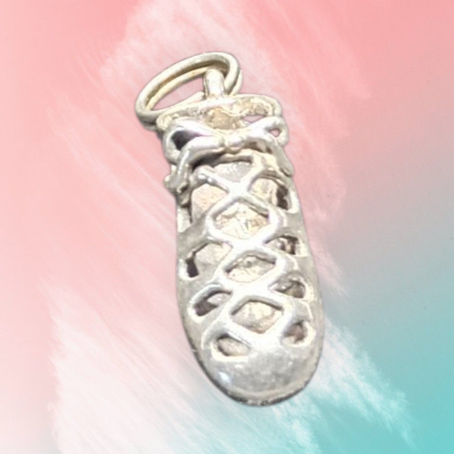 3D Sterling Silver ballet shoe charm