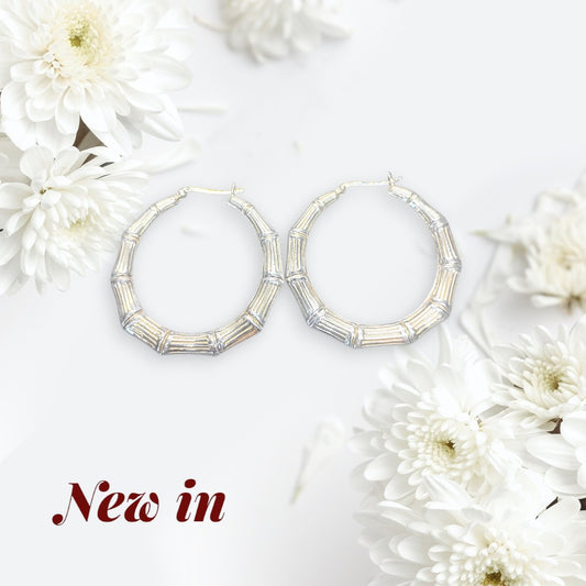 Sterling Silver 2' Bamboo Hoops