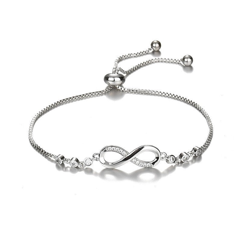 S925 Sterling Silver Infinity Loop Diamond Bracelet